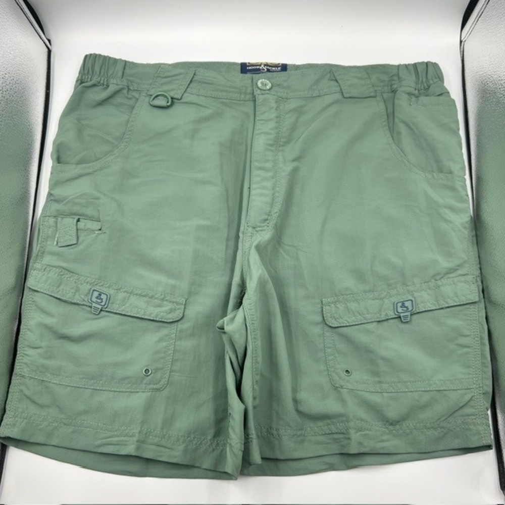 Hook & Tackle Men's 7.5" Sage Green Technical Fishing Cargo Shorts Nylon Size 38